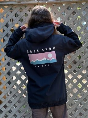 DOPE SNOW Graphic Snowboard Jacket with Pastel Mountain Print